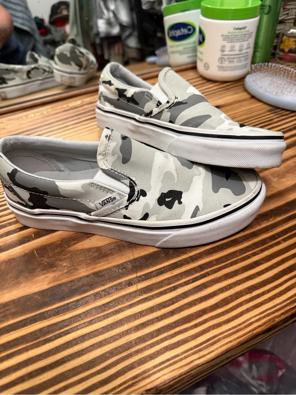 Vans Slip-On Sneakers — Gray Black Camo